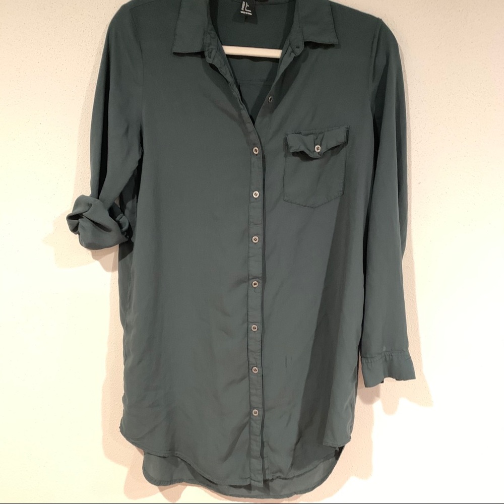 F21 Button Up Tunic Shirt Dress